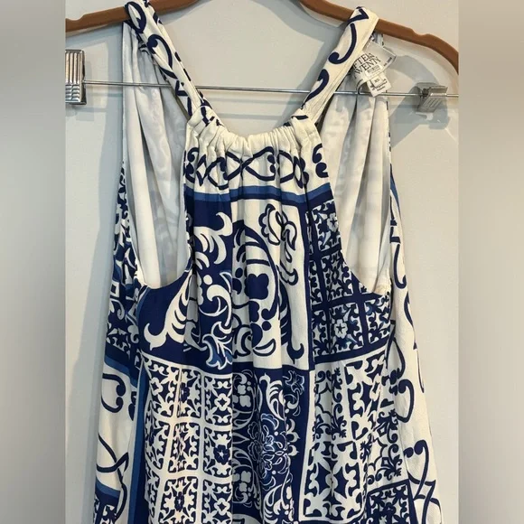 Fifteen Twenty Brenda Ruffle Blue and White Dress - Picture 3 of 8